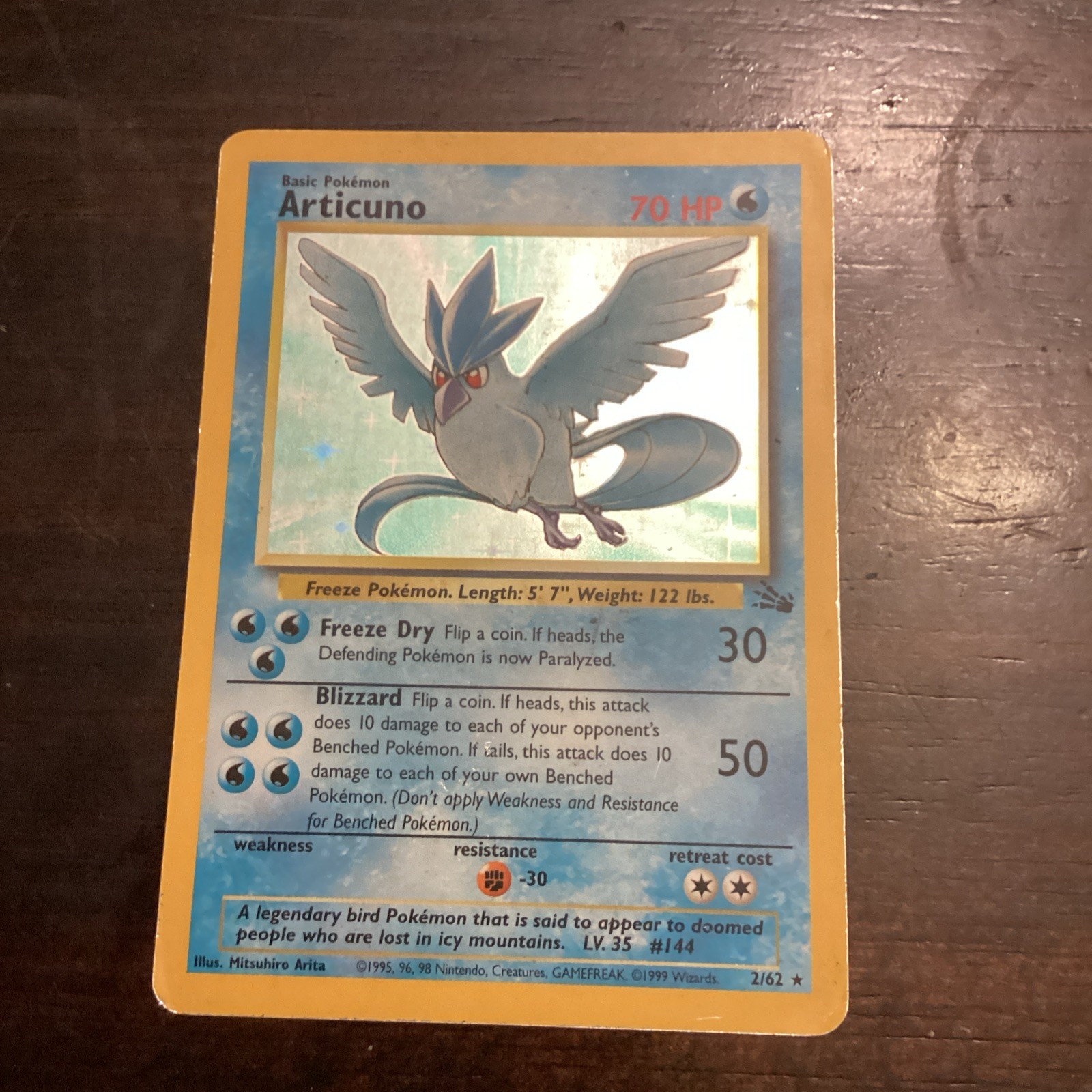 Wizards of the Coast Articuno 2/62 Holo Rare Fossil English 70HP Arita