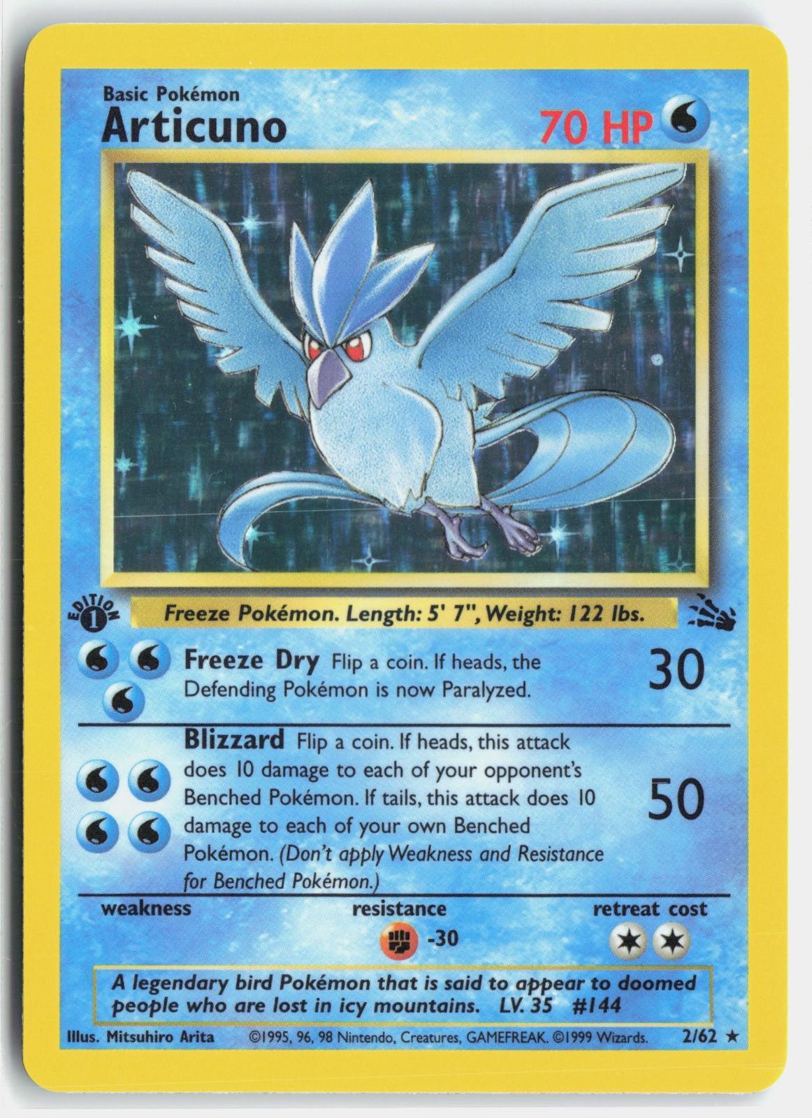 Articuno 2/62 Rare Fossil Pokemon 1st Edition Holo