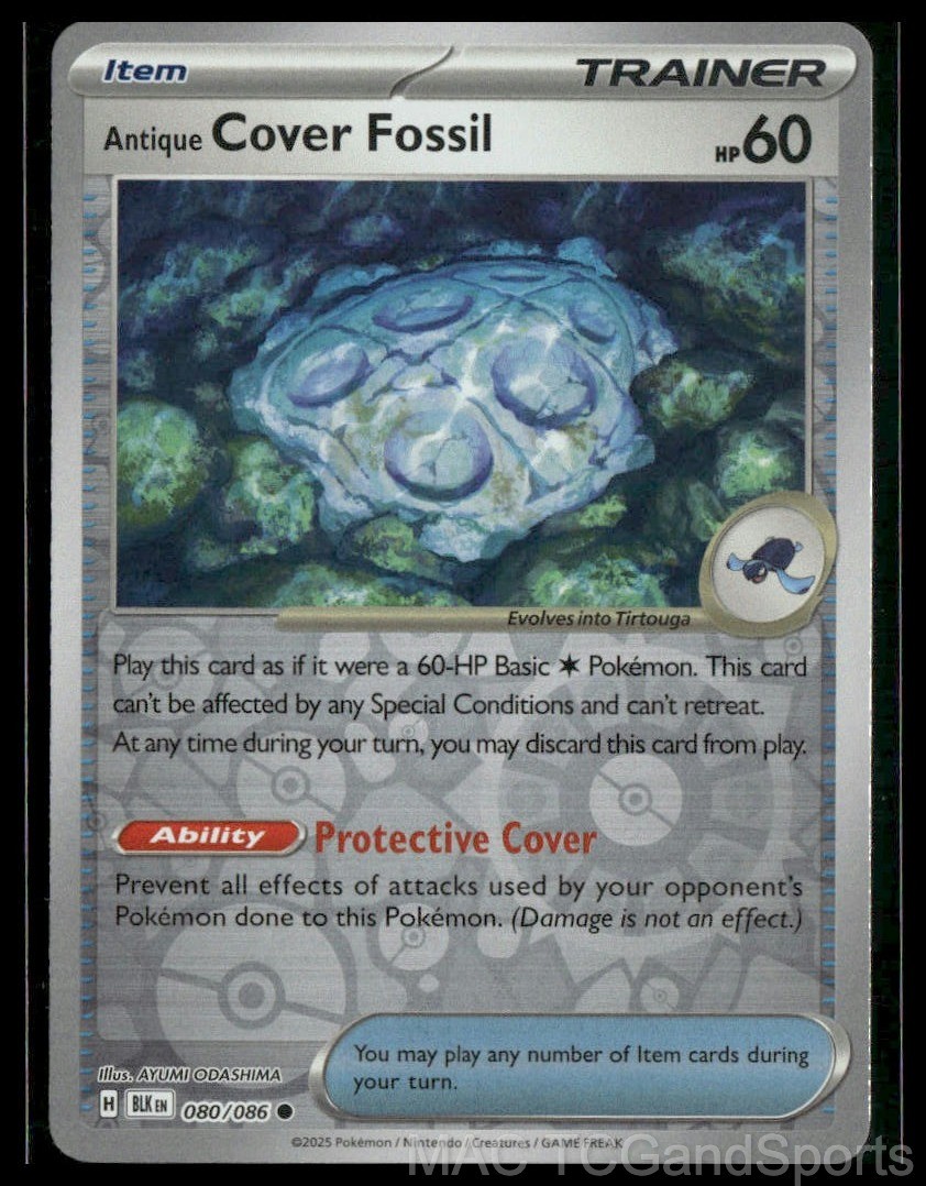 Antique Cover Fossil 080/086 Reverse Holo Black Bolt Pokemon TCG NM
