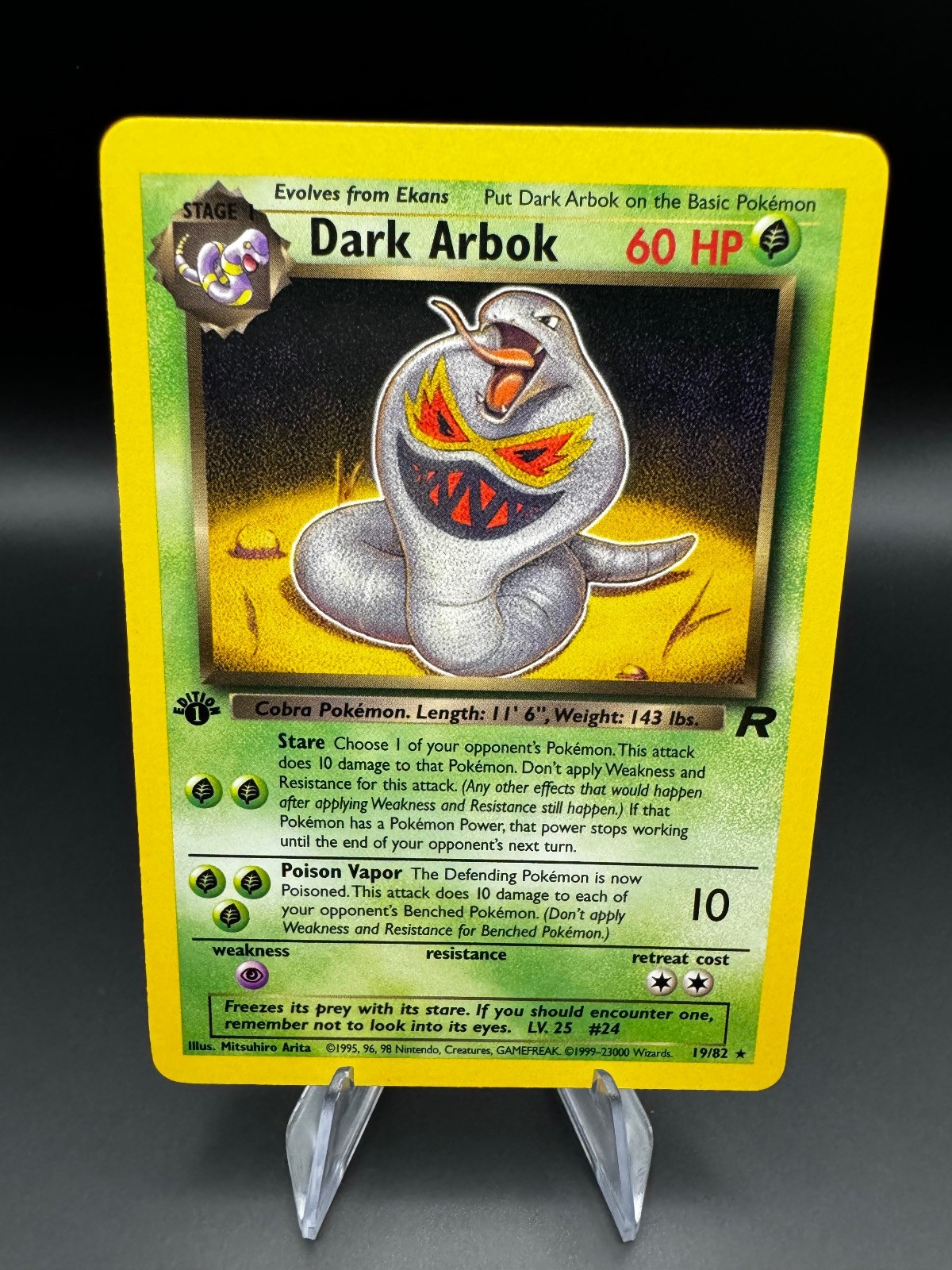 Dark Arbok 19/82 Rare Team Rocket Pokemon 1st Edition Near Mint Team Rocket
