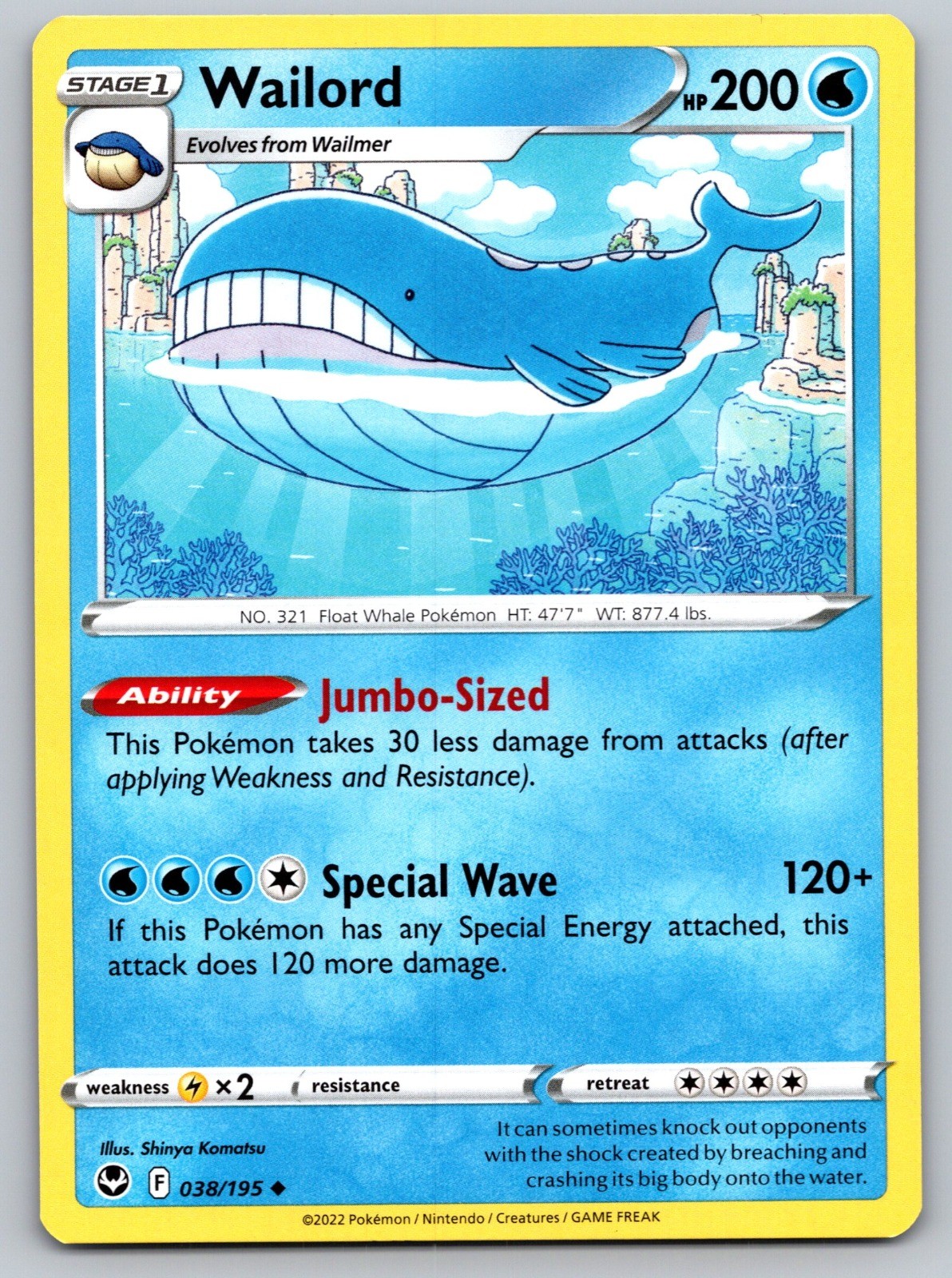 Wailord Uncommon SWSH12: Silver Tempest 038/195 NM