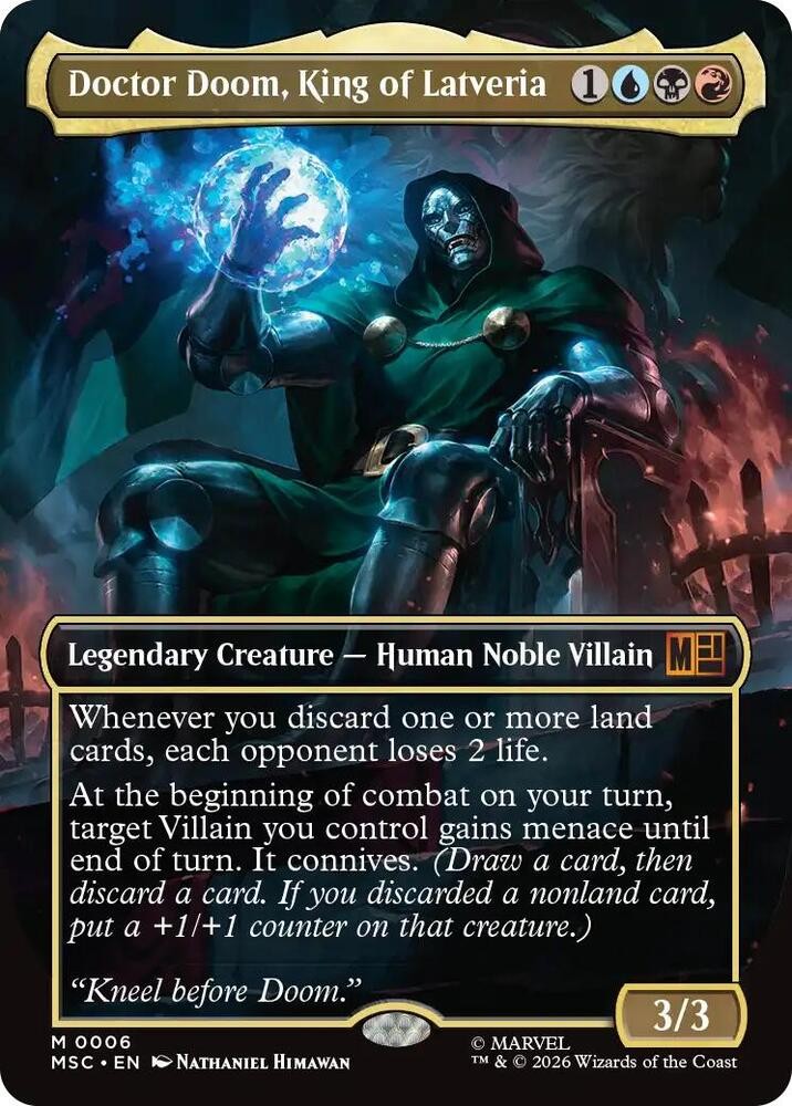 1x Foil Doctor Doom, King of Latveria (Borderless) – Commander: Marvel NM – MTG