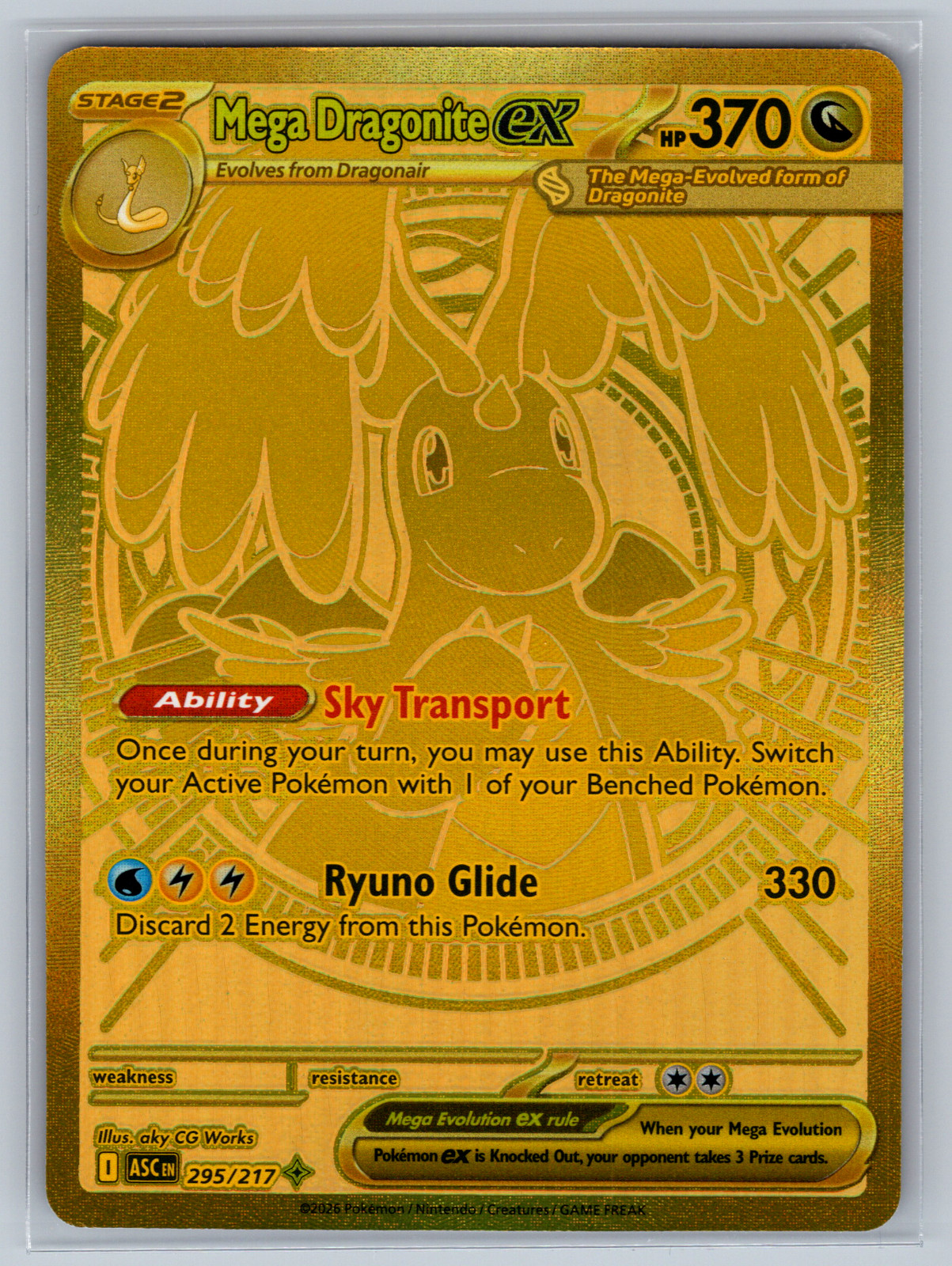 Pokémon TCG Mega Dragonite EX Ascended Heroes 295/217 Gold Hyper Rare NM/M