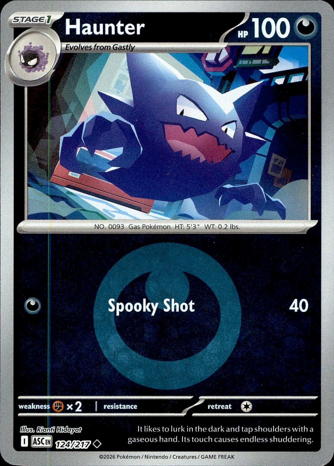 POKEMON HAUNTER 124/217 ASCENDED HEROES REVERSE HOLO NM