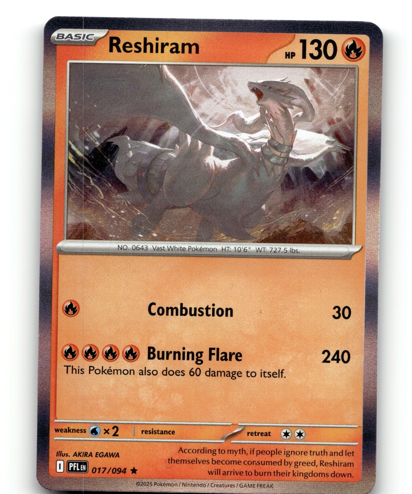 Reshiram Holo Rare ME02: Phantasmal Flames 017/094 NM Iwamoto05
