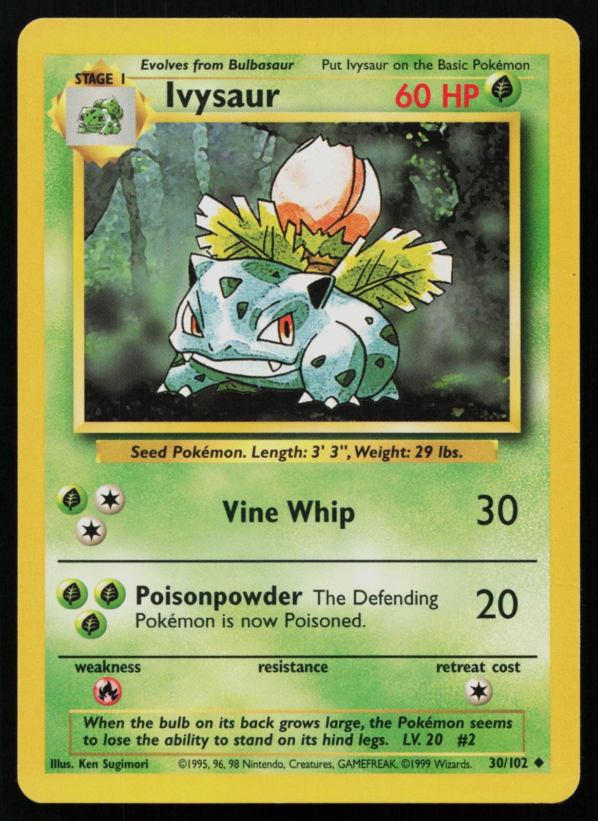 IVYSAUR 30/102 UNCOMMON BASE SET UNLIMITED POKEMON MP