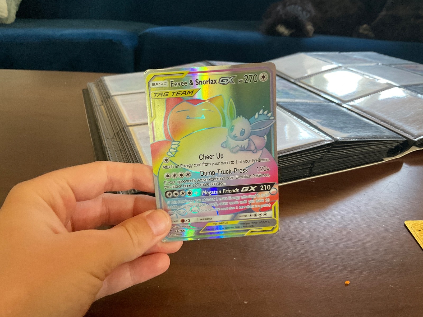 Eevee & Snorlax GX 191/181 Secret Rainbow Rare Team Up NM