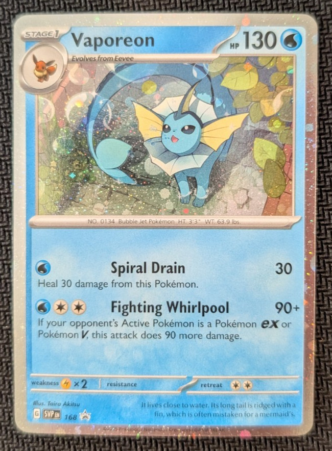Pokemon – Vaporeon 168 Cosmos Holo Promo – 2025 Prismatic Evolutions – NM