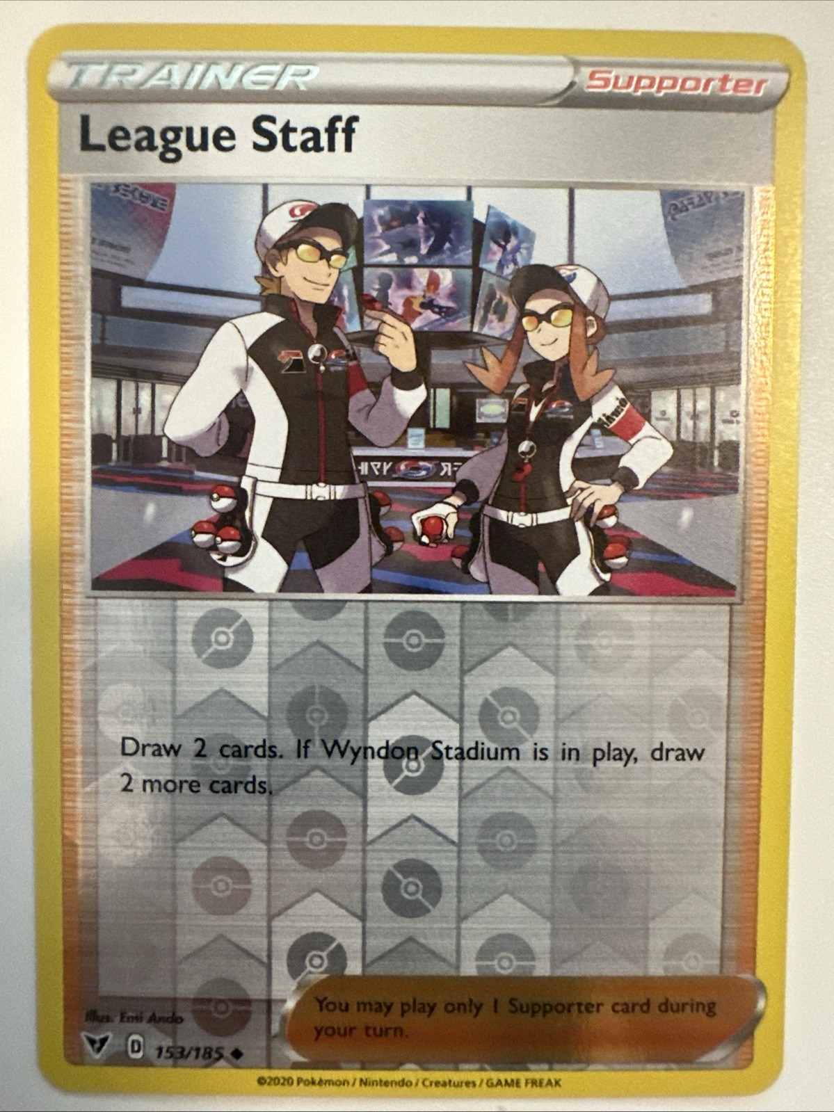 League Staff 153/185 Swsh04: Vivid Voltage Reverse Holo