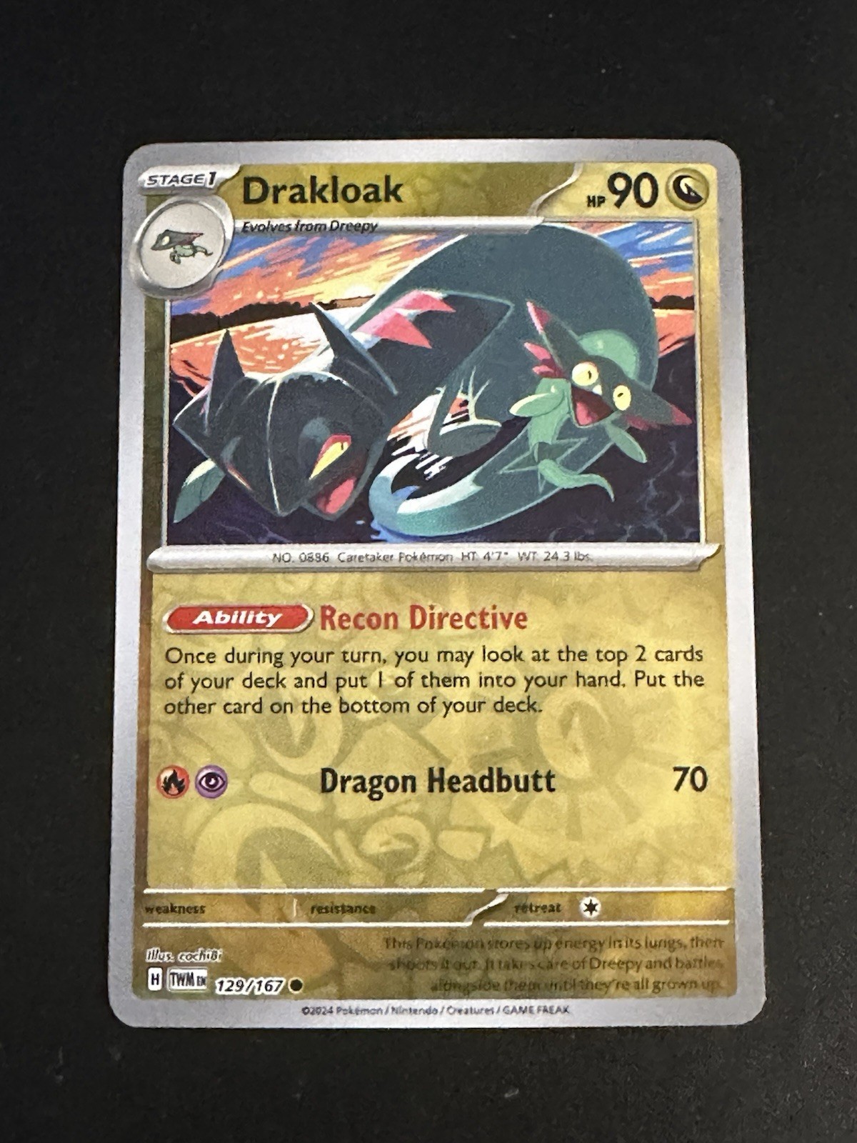 Drakloak 129/167 Pokémon Twilight Masquerade Reverse Holo Near Mint