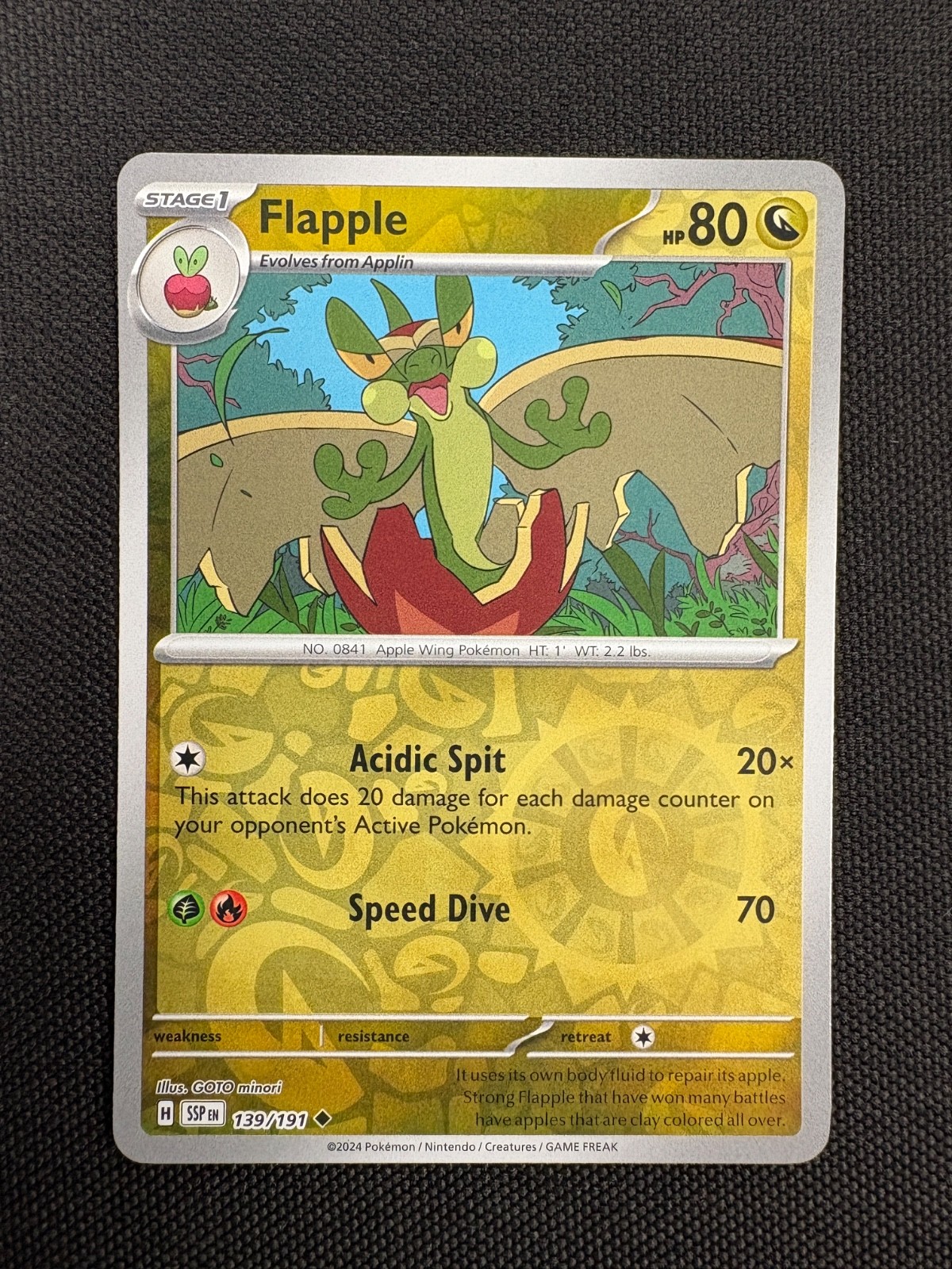 Flapple 139/191 Uncommon Surging Sparks Pokemon Reverse Holo Near Mint