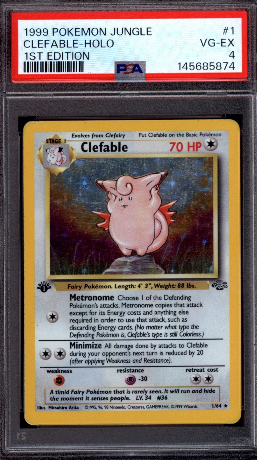 1999 POKEMON JUNGLE #1 CLEFABLE HOLO PSA 4 1ST EDITION