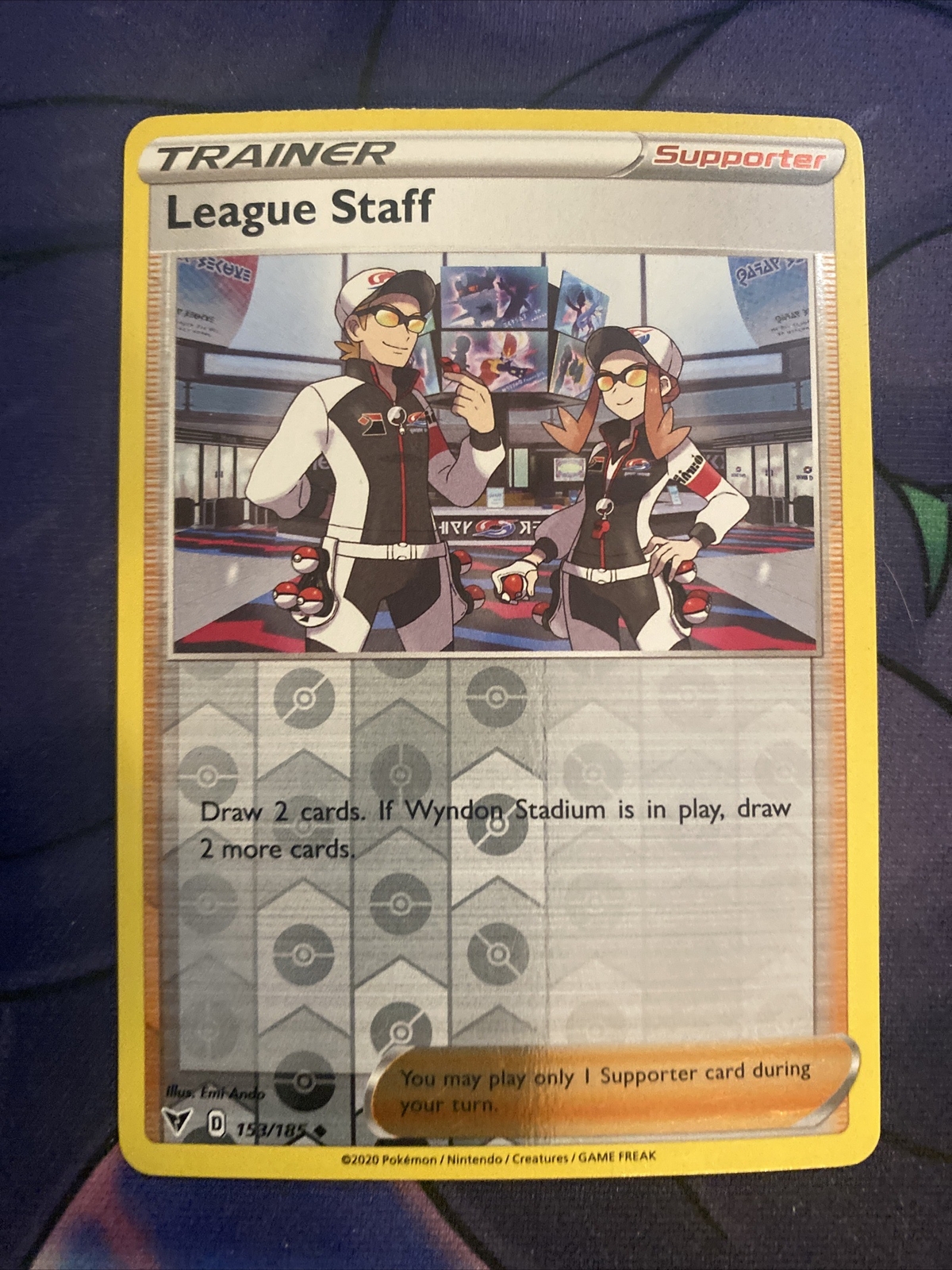 Pokemon TCG Vivid Voltage Reverse Holo League Staff 153/185