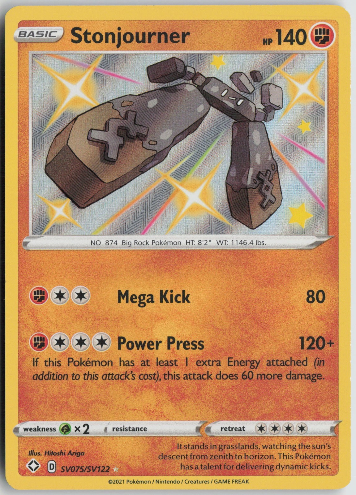 Stonjourner Rare Holo Shining Fates: Shiny Vault SV075/SV122 NM Hitoshi Ariga