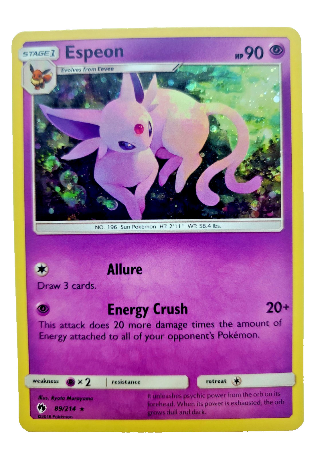 2018 Pokemon Espeon Reverse Holo Rare SM – Lost Thunder 89/214