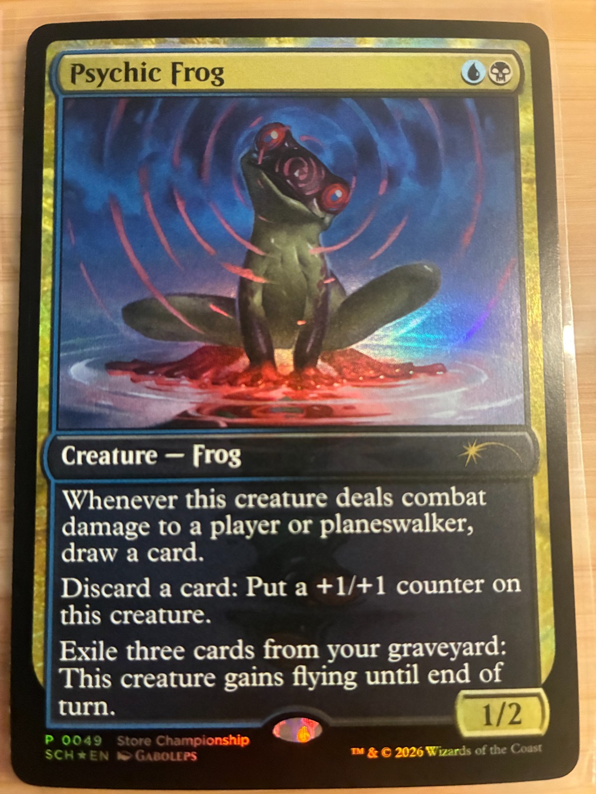 Psychic Frog 0049 FOIL Store Championship Alternate Art Promo – NM