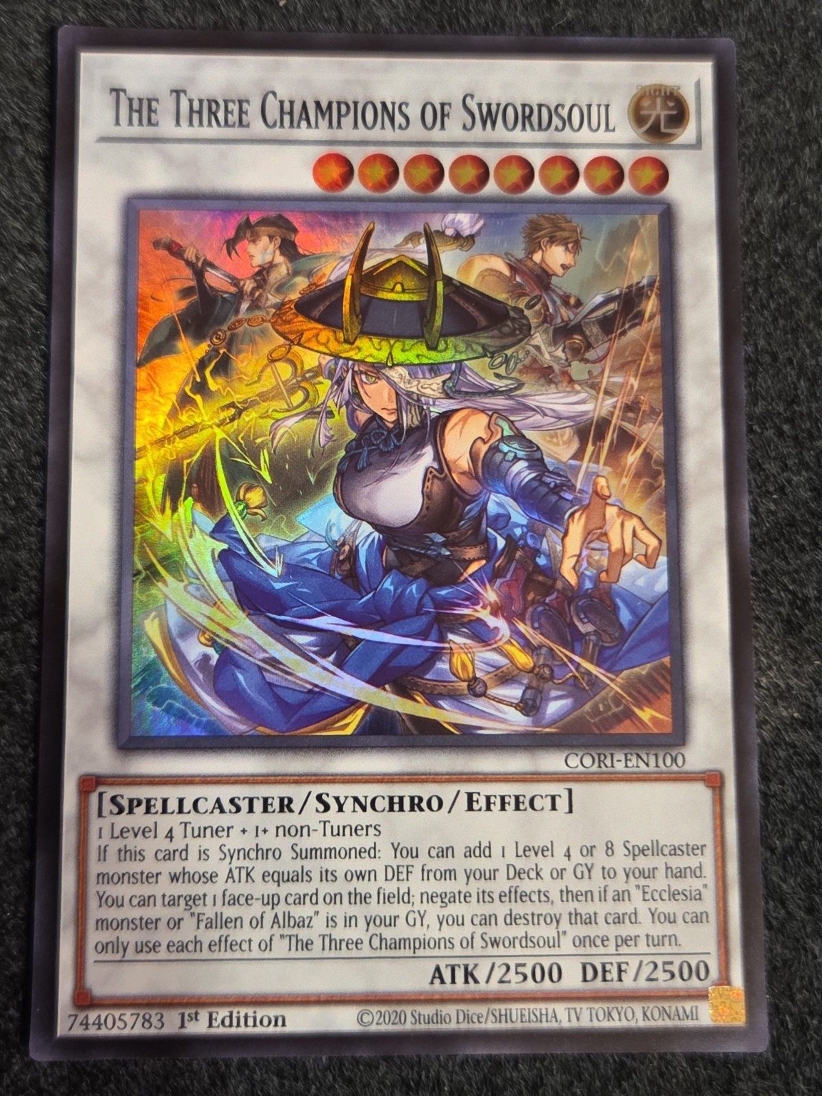 The Three Champions of Swordsoul CORI-EN100 – Super Rare 1st Ed – In Hand