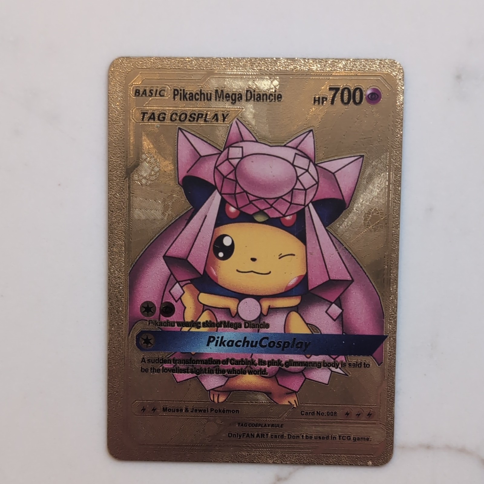 Pokemon TCG Pikachu Cosplay 008 TAG COSPLAY Fan Art Foil 700 HP ENG Metal
