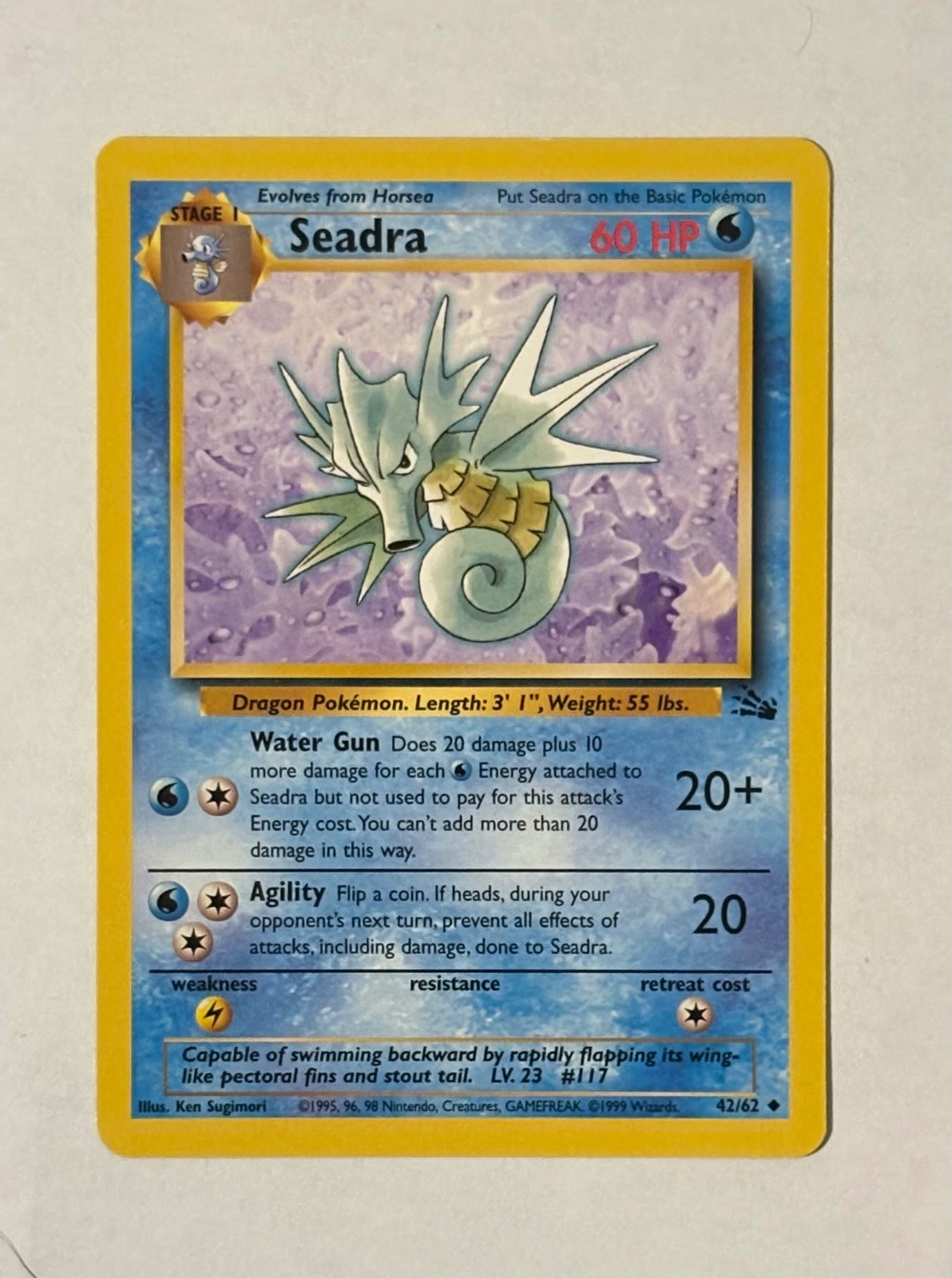 Seadra 42/62 Uncommon Fossil Pokemon Unlimited Lightly Played