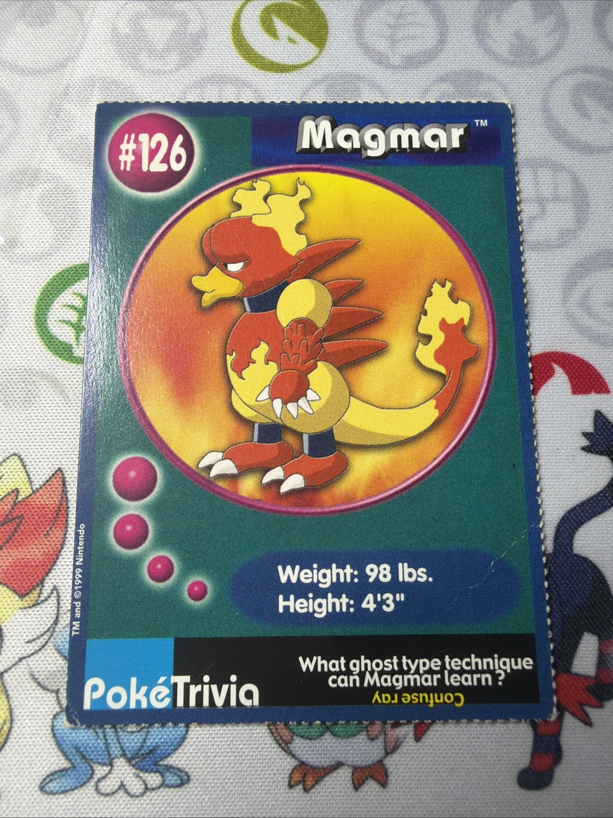 Magmar #126 – 1999 PokeTrivia Pokemon Mewtwo Strikes Back Burger King Card HP