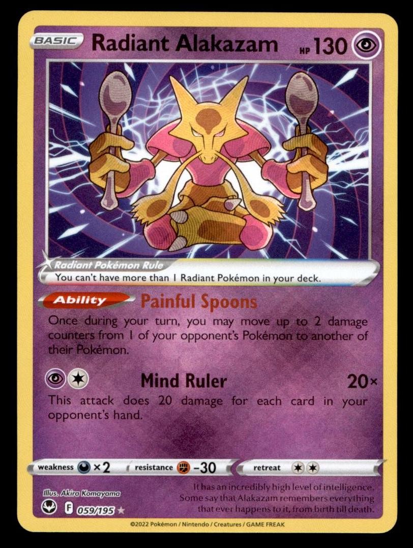 Radiant Alakazam Holo Radiant Rare SWSH12: Silver Tempest 059/195 LP