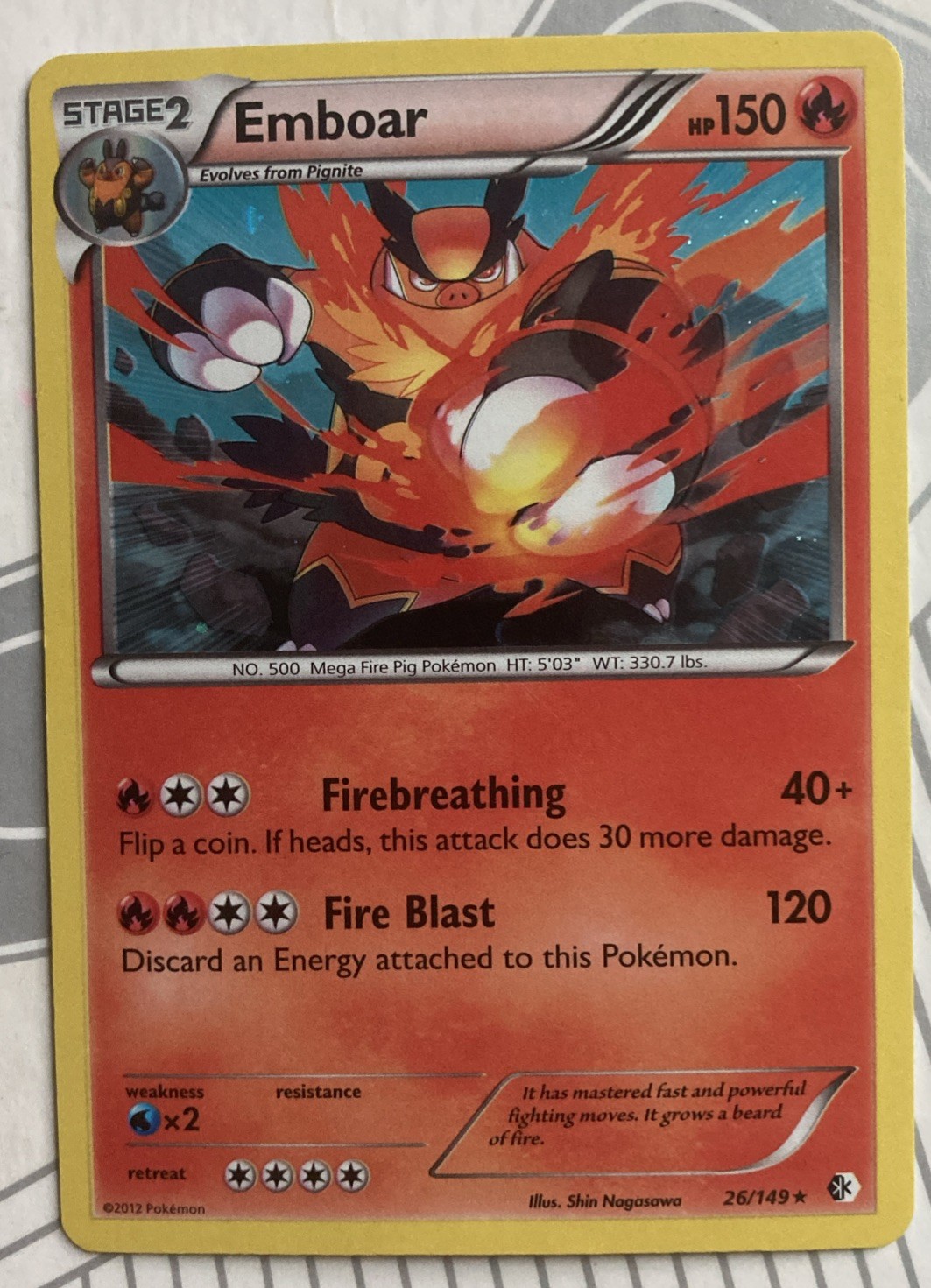 Pokémon Emboar 26/149 Cosmos Holo Promo Pokémon Boundaries Crossed Holo LP