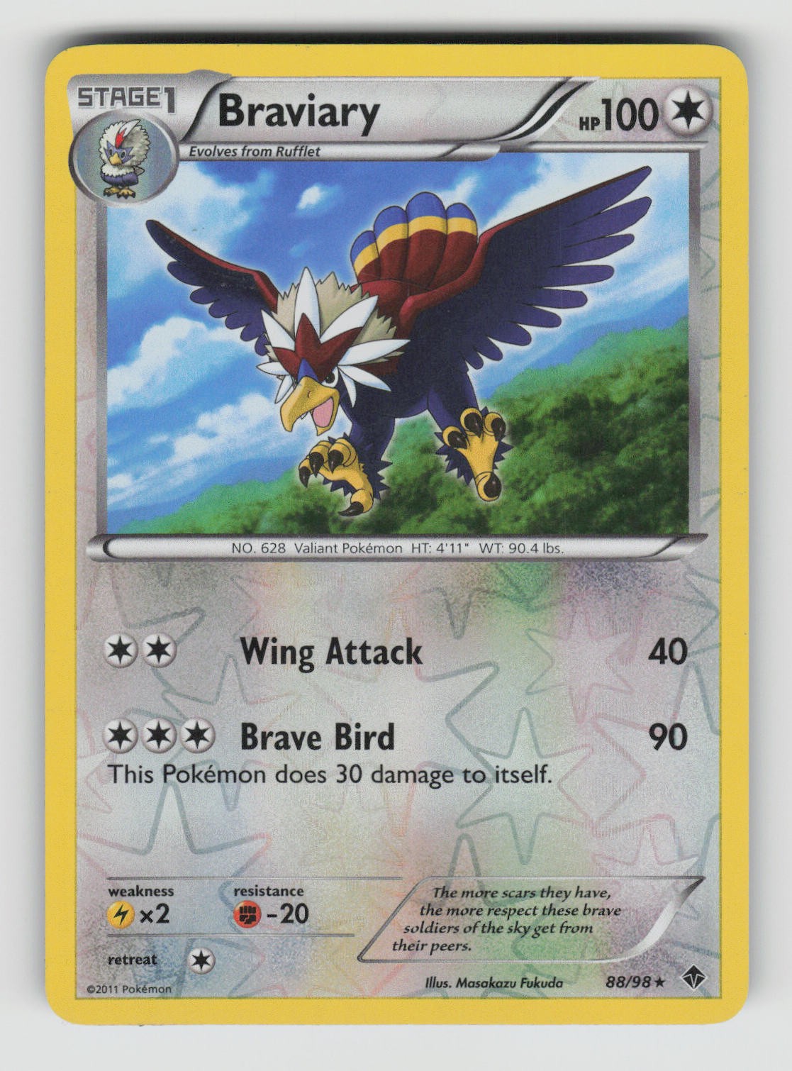 Braviary 88/98 Rare Emerging Powers Pokemon Reverse Holo Lightly Played