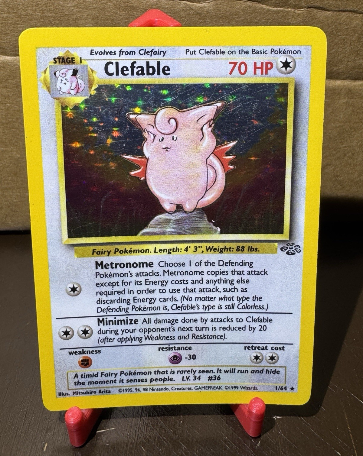 Pokemon TCG Clefable 01/64 Jungle Unlimited Holo Rare English 1999 70 HP