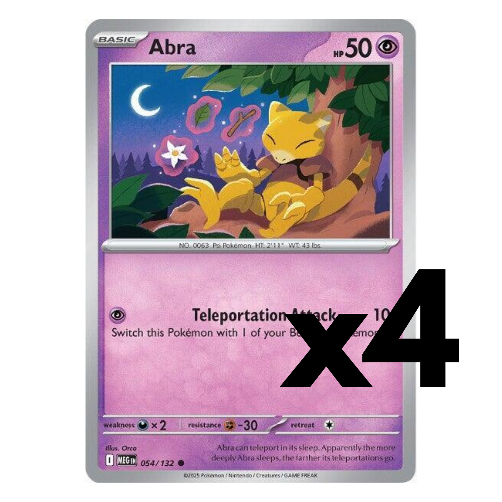 4x Abra – 054/132 – ME01: Mega Evolution (MEG) Pokemon Playset x4