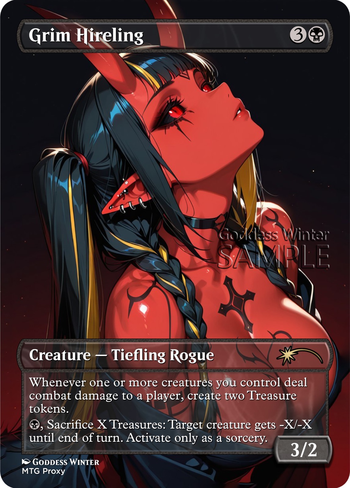 MTG – Grim Hireling – Fanart Borderless Style – EDH / Playtest