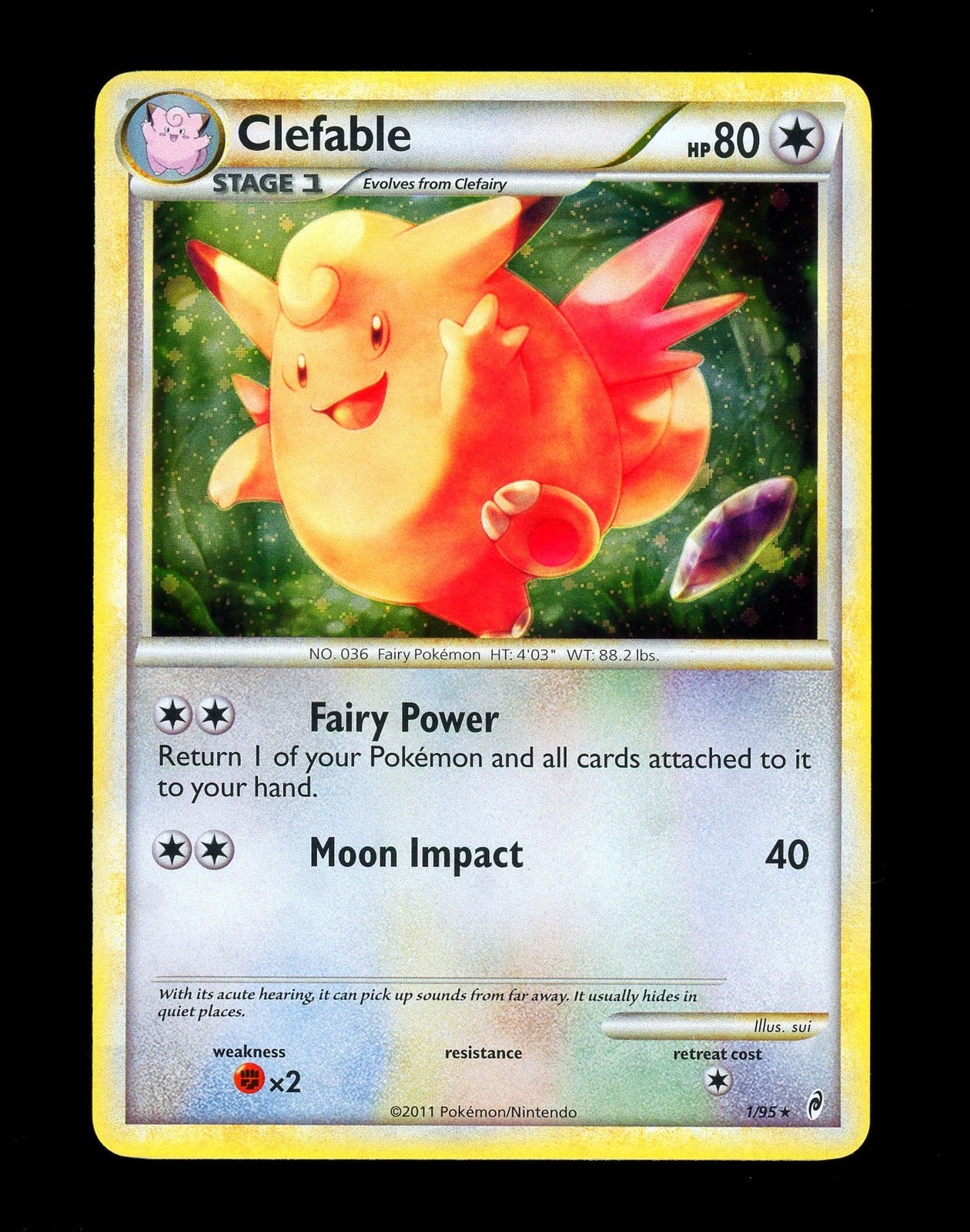 2011 Pokemon CLEFABLE Call of Legends COSMOS HOLO Foil Rare COL Set Card 1/95