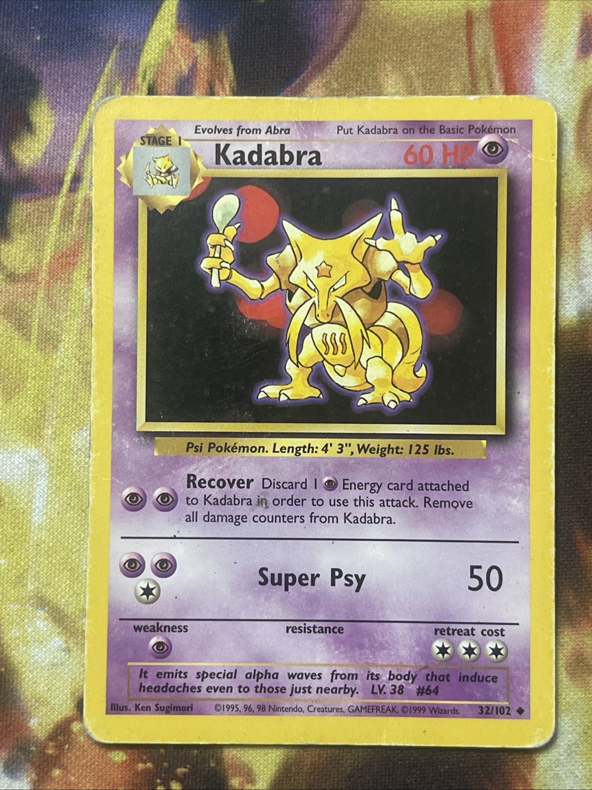 Pokémon TCG Kadabra Base Set 32/102 Regular Unlimited Uncommon MP