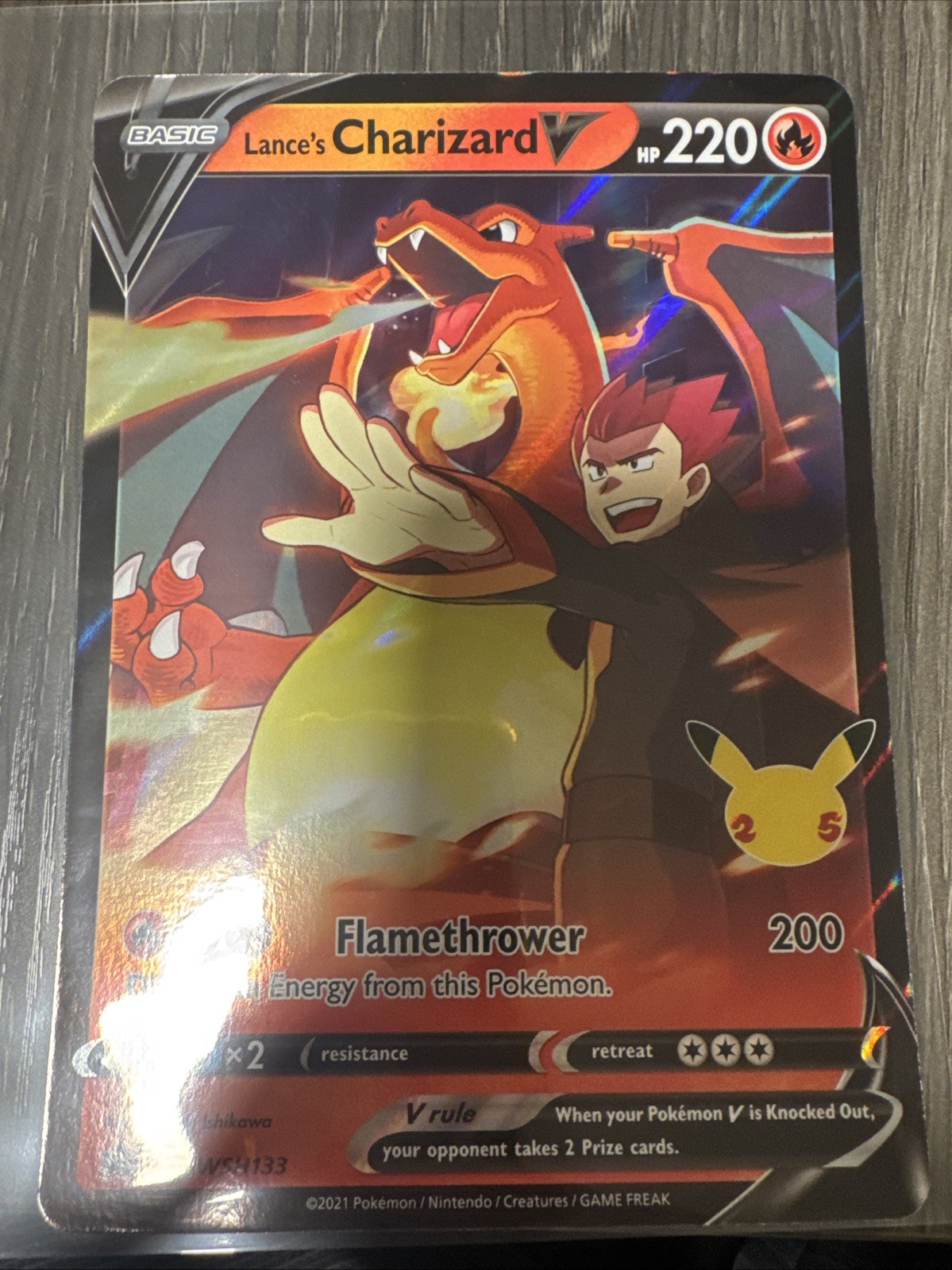 Pokemon Lance’s Charizard V Celebrations SWSH133 Black Star Promo NM Jumbo