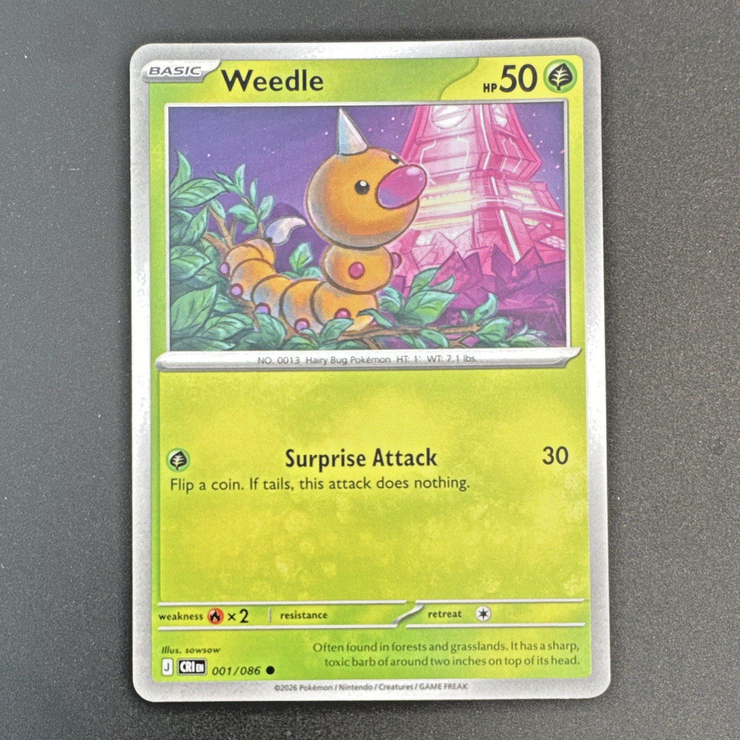 Pokemon TCG Weedle 001/086 Crimson Haze Common Regular 50 HP English 2024