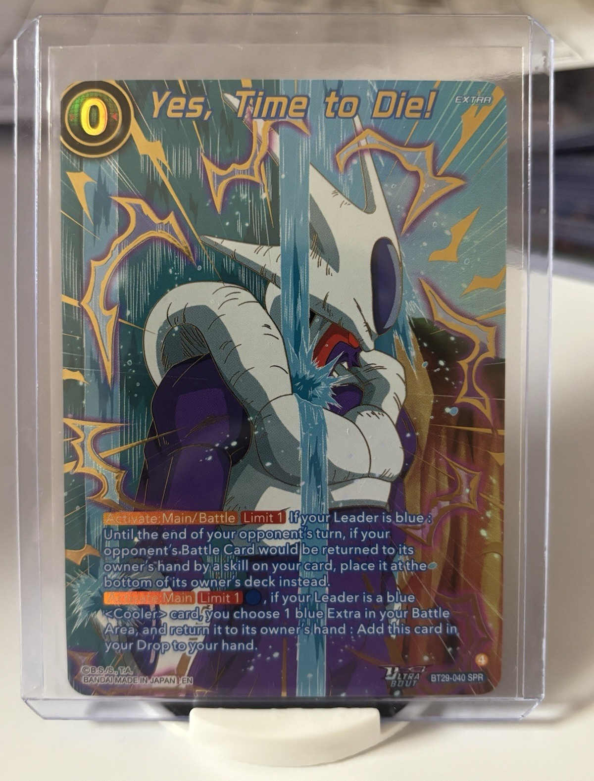 Bandai Cooler “Yes! Time to Die!” BT29-040 SPR Foil ENG Blue Alt Art