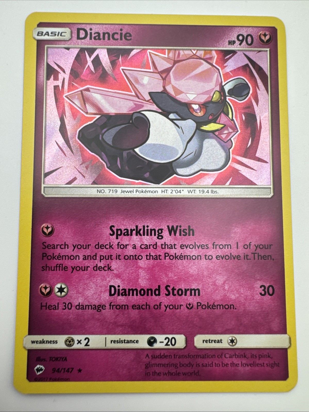 Diancie 94/147 Holo Rare Burning Shadows Pokemon Near Mint