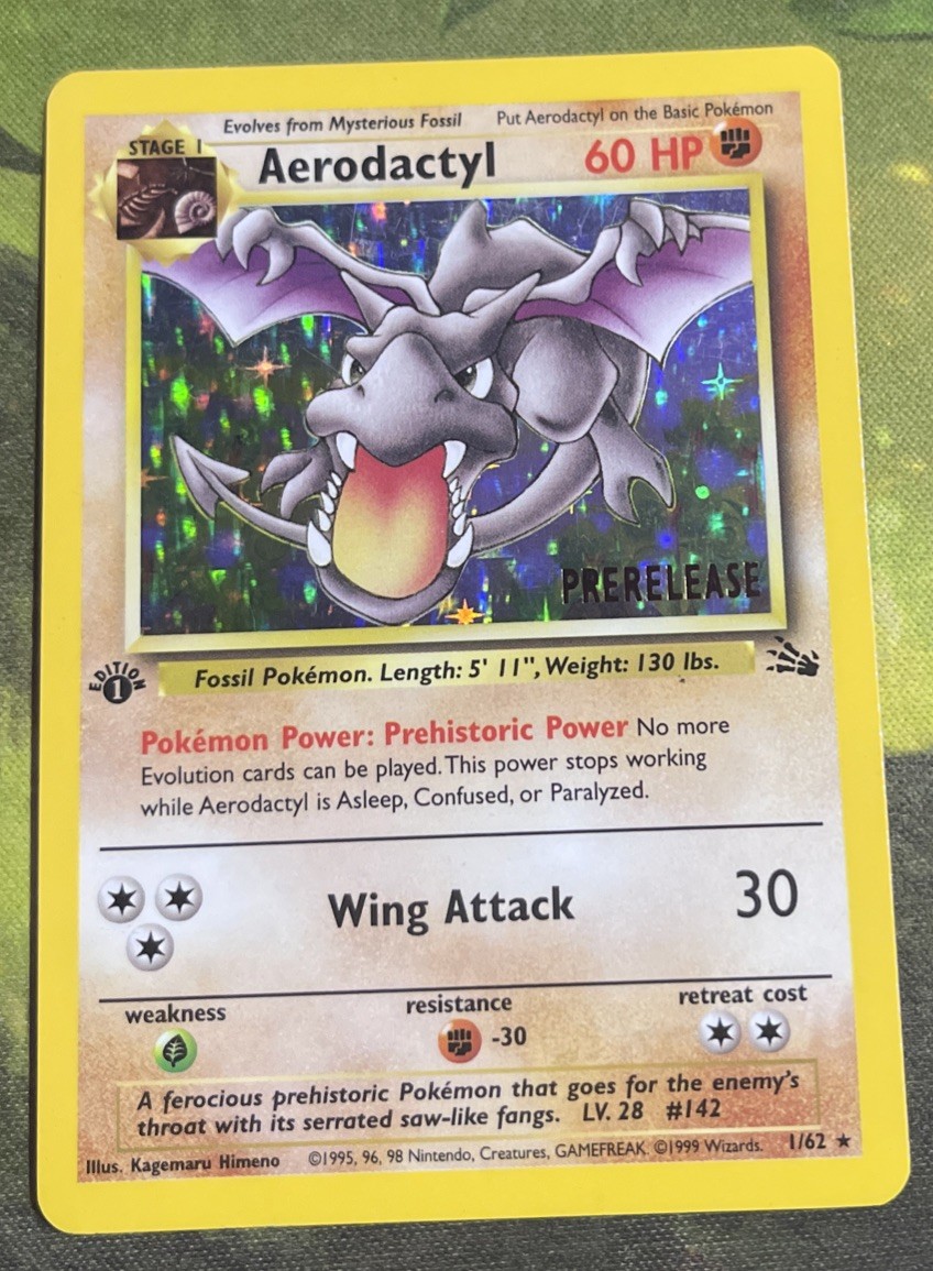 1st Edition Prerelease Aerodactyl Holo 1/62 – Fossil – Light Play