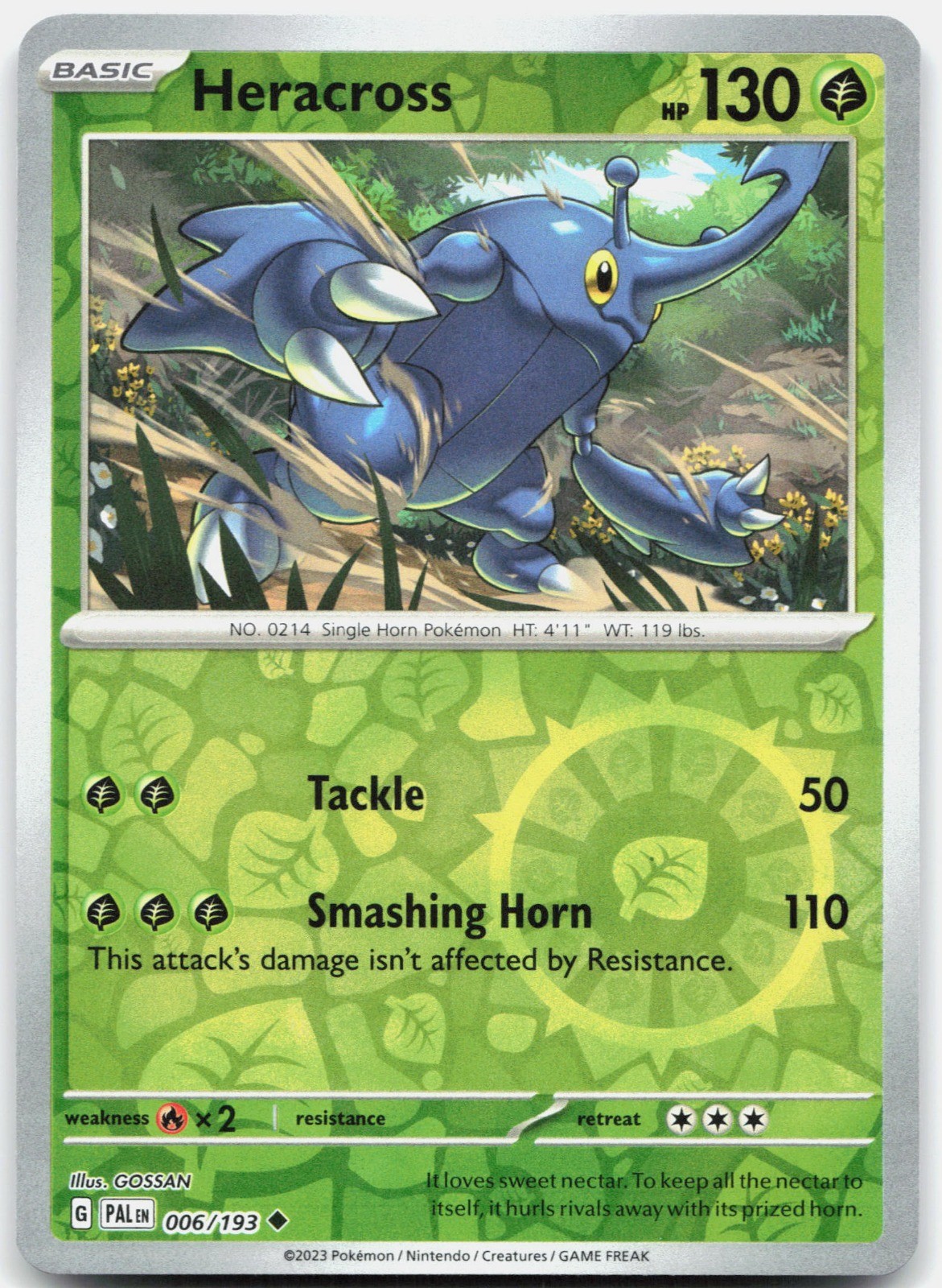 Heracross Reverse Holo SV02: Paldea Evolved 006/193 NM GOSSAN