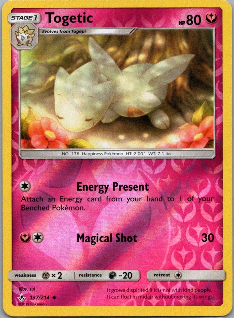 Pokemon TCG Togetic 137/214 Unbroken Bonds Rev Holo NM