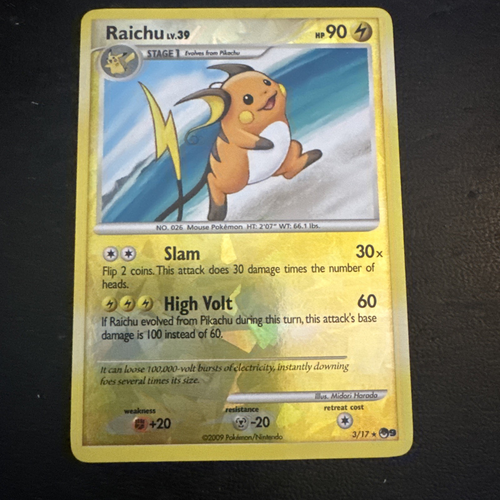Raichu 3/17 POP Series 9 Holo 2009 Pokémon Card Near Mint NM Cracked Ice Rare