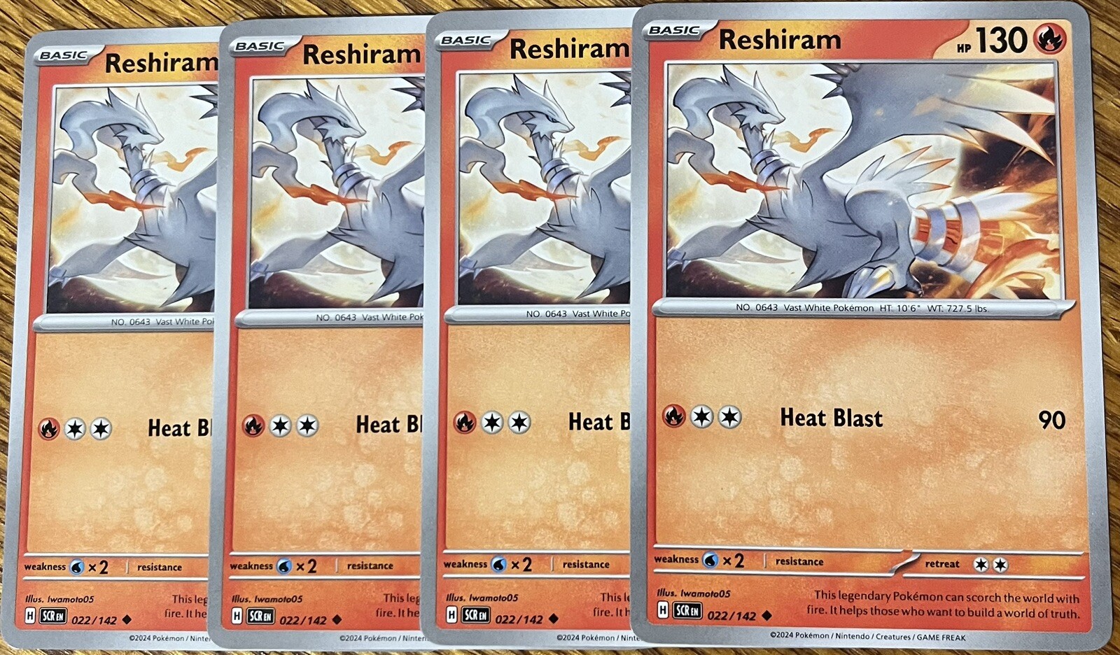 x4 Reshiram 22/142 – Stellar Crown – Uncommon – Read Desc.