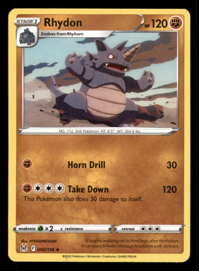 RHYDON 090/196 UNCOMMON LOST ORIGIN POKEMON NM
