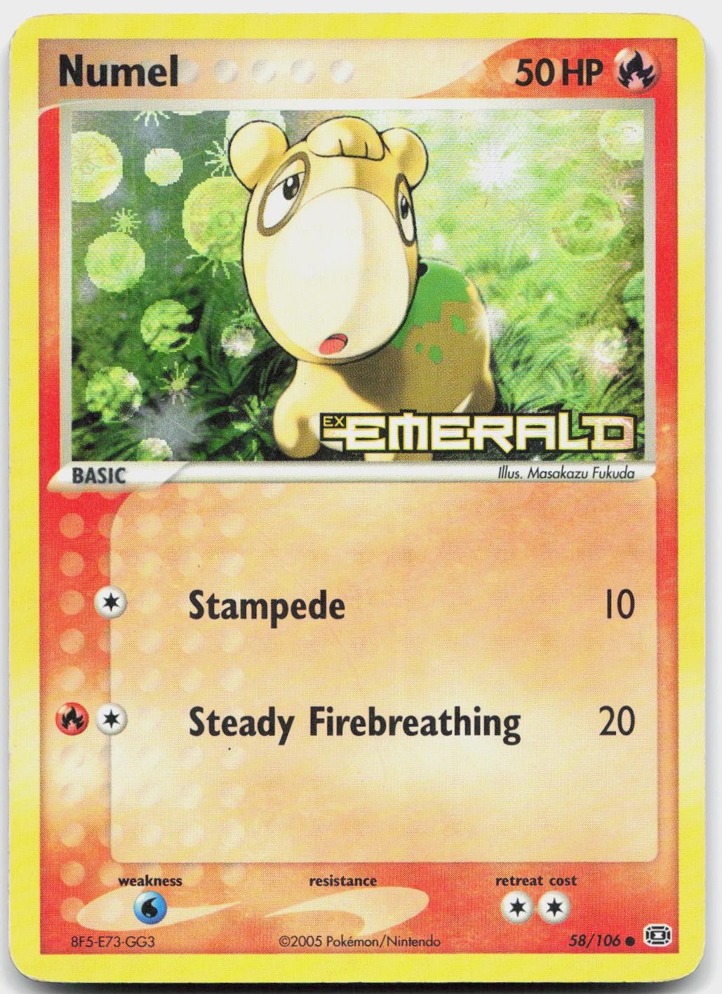 Numel 58/106 Common Emerald Pokemon Reverse Holo Moderately Played