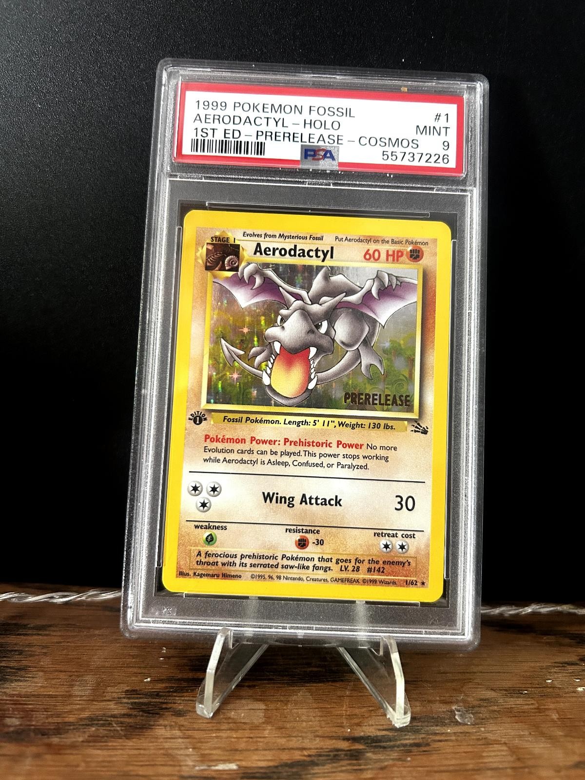 Aerodactyl Holo 1/62 1st Edition Prerelease Fossil Pokemon PSA 9 (mislabeled)