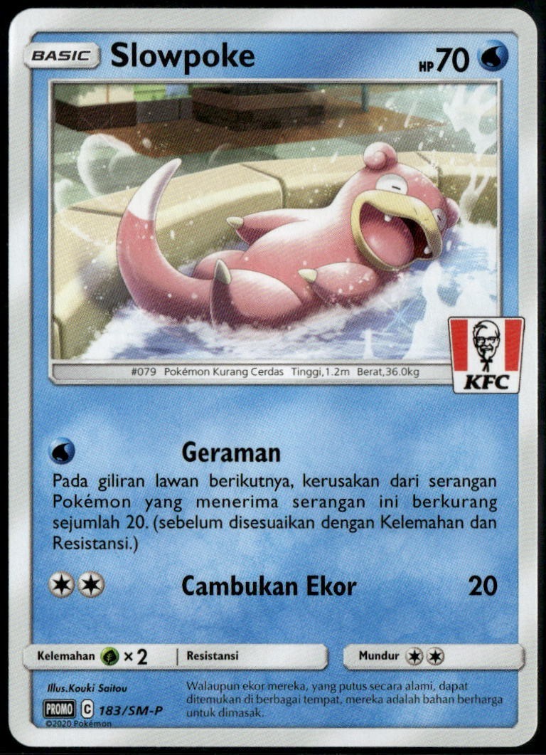 Slowpoke 183/SM-P Promo KFC Indonesian Pokemon Card MP+