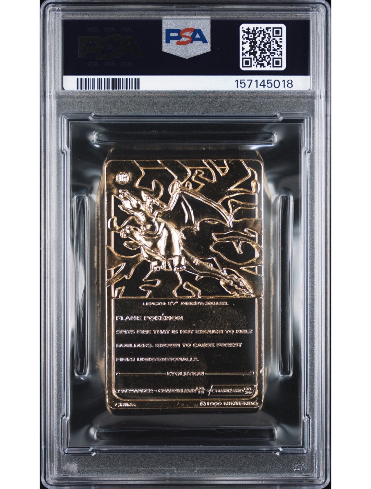 1999 Burger King Pokémon Charizard #06 23K Gold Plated Promo PSA 9 MINT