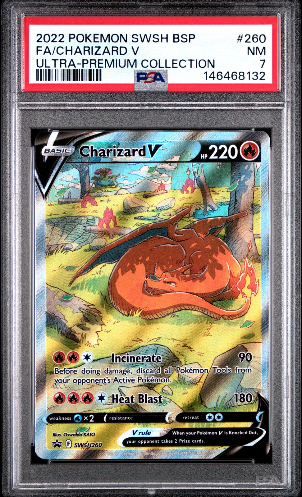 2022 POKEMON SWSH BLACK STAR PROMO #260 FULL ART/CHARIZARD V PSA 7