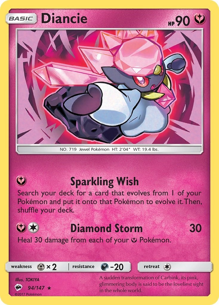 Diancie SM03 94/147 Pokémon SM – Burning Shadows Holo Rare Reverse Holofoil E…