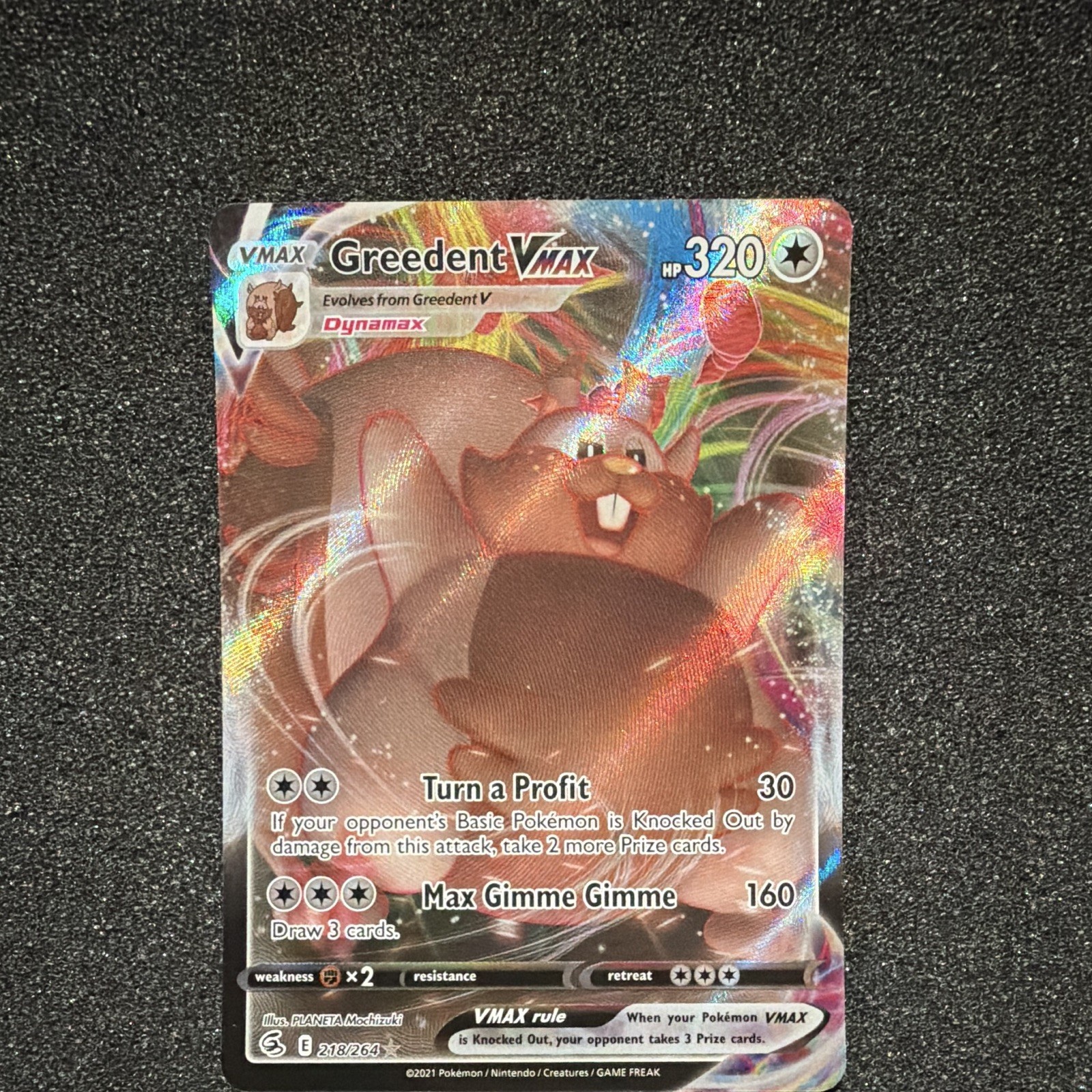 Pokemon TCG Greedent VMAX 218/264 Swsh08 Fusion Strike Ultra Rare Holo English