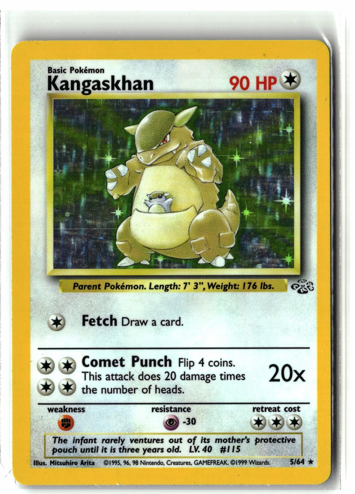 1999 Kangaskhan ⭐️ 5/64 Unlimited Holo Rare Jungle WOTC Vintage Pokemon LP